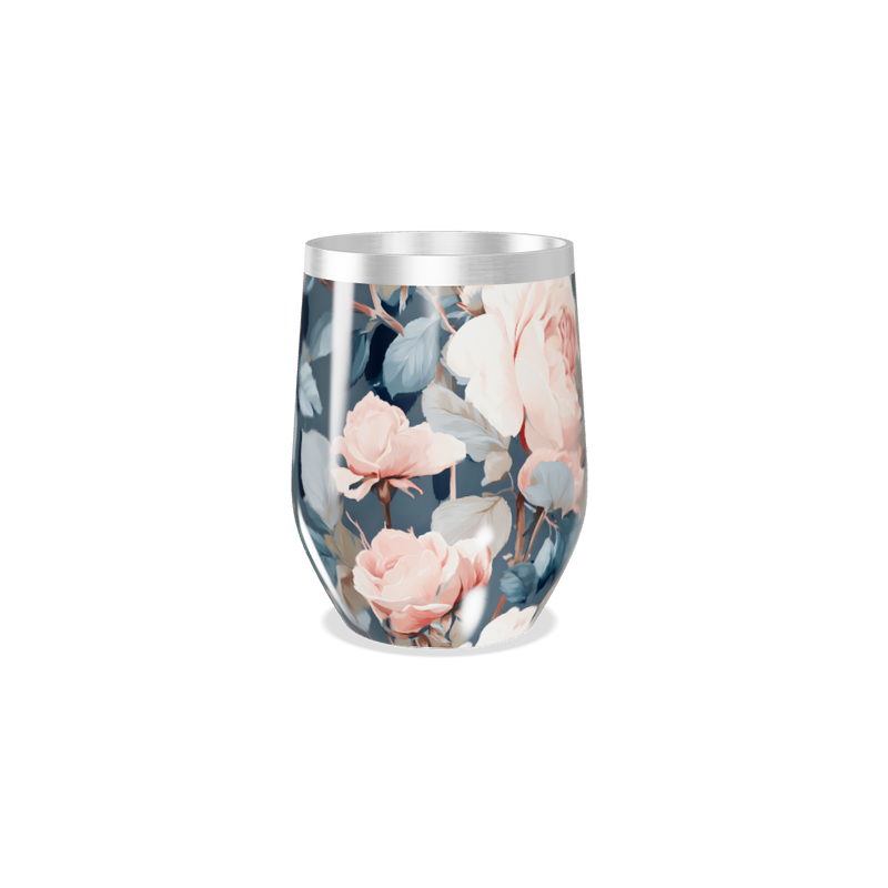 Copo Térmico Slim - Flores Rosa em Aço Inox