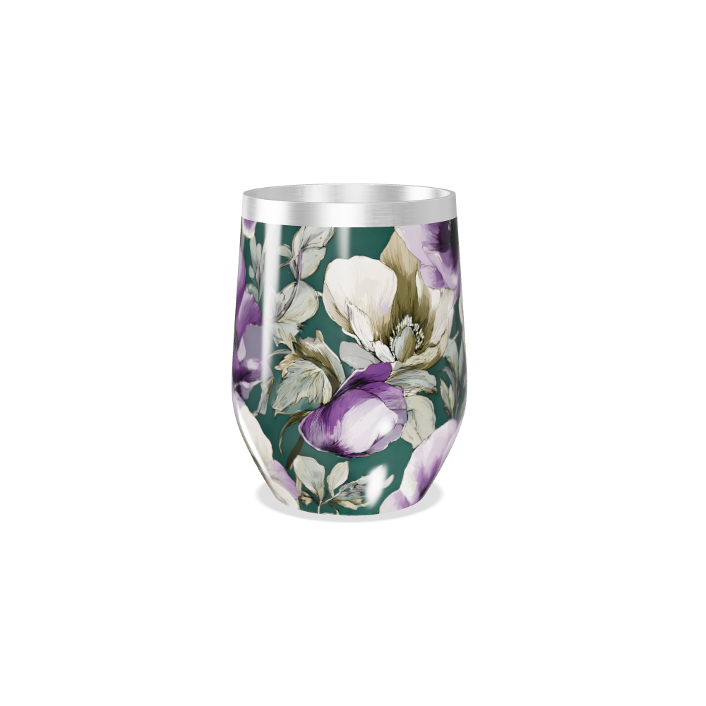 Copo Térmico Slim - Floral Verde e Roxo