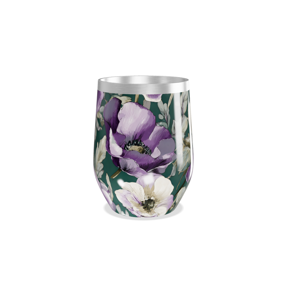 Copo Térmico Slim - Floral Verde e Roxo