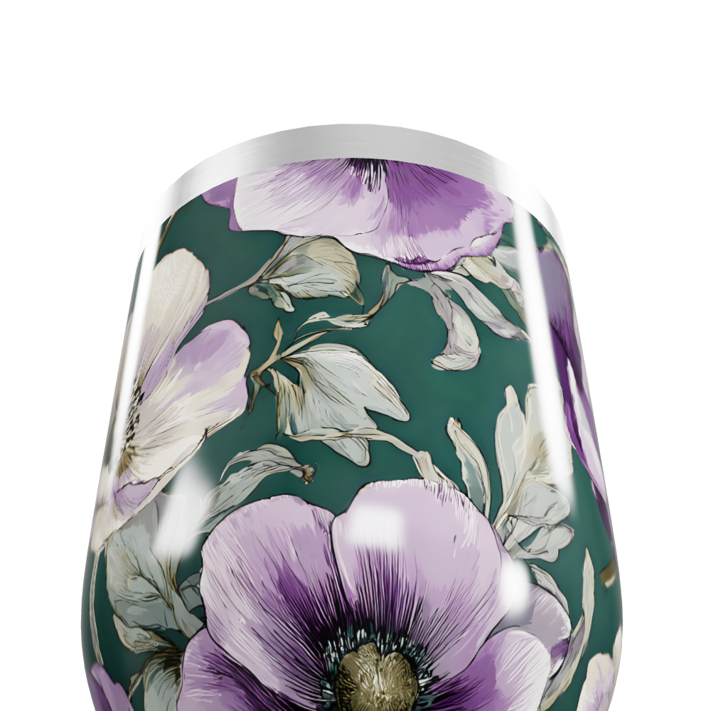 Copo Térmico Slim - Floral Verde e Roxo