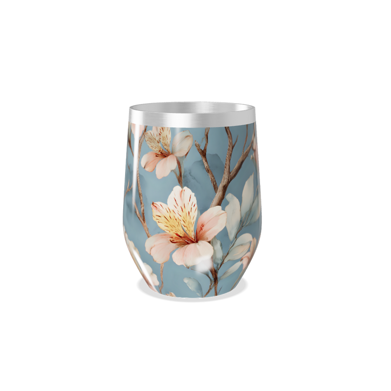 Copo Térmico Slim - Floral Azul Inox