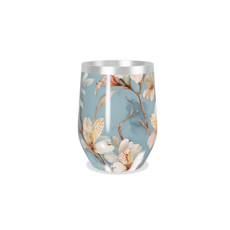 Copo Térmico Slim - Floral Azul Inox