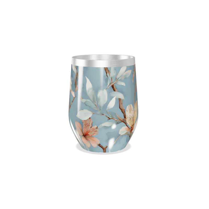 Copo Térmico Slim - Floral Azul Inox