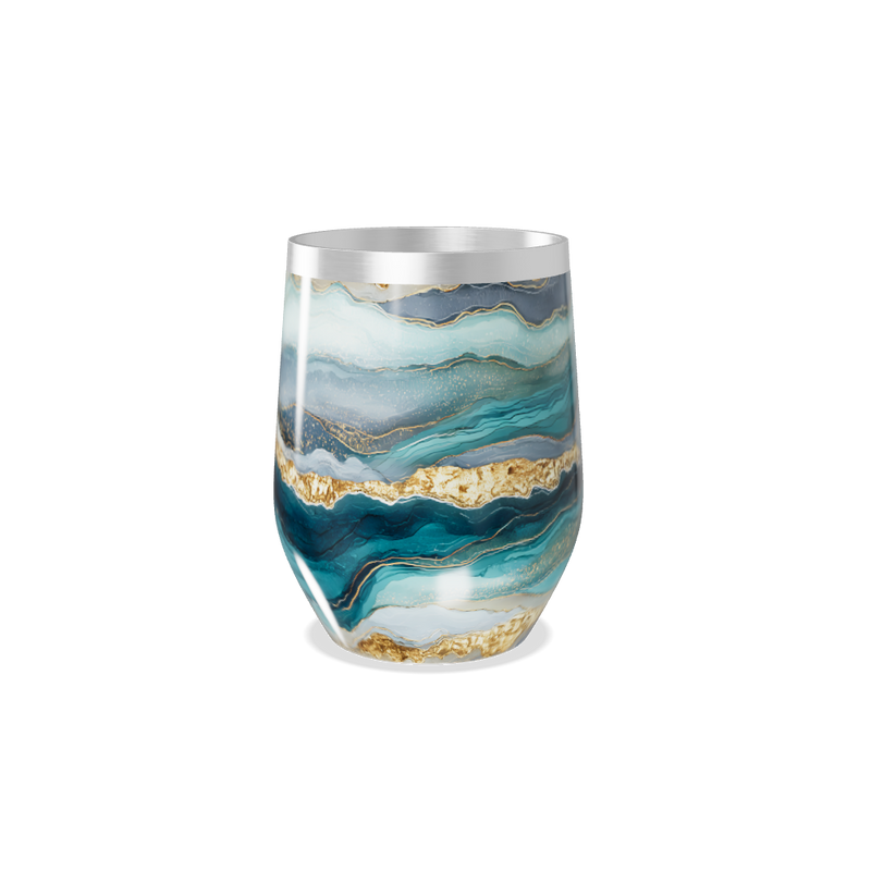 Copo Térmico Slim - Mármore Azul e Dourado