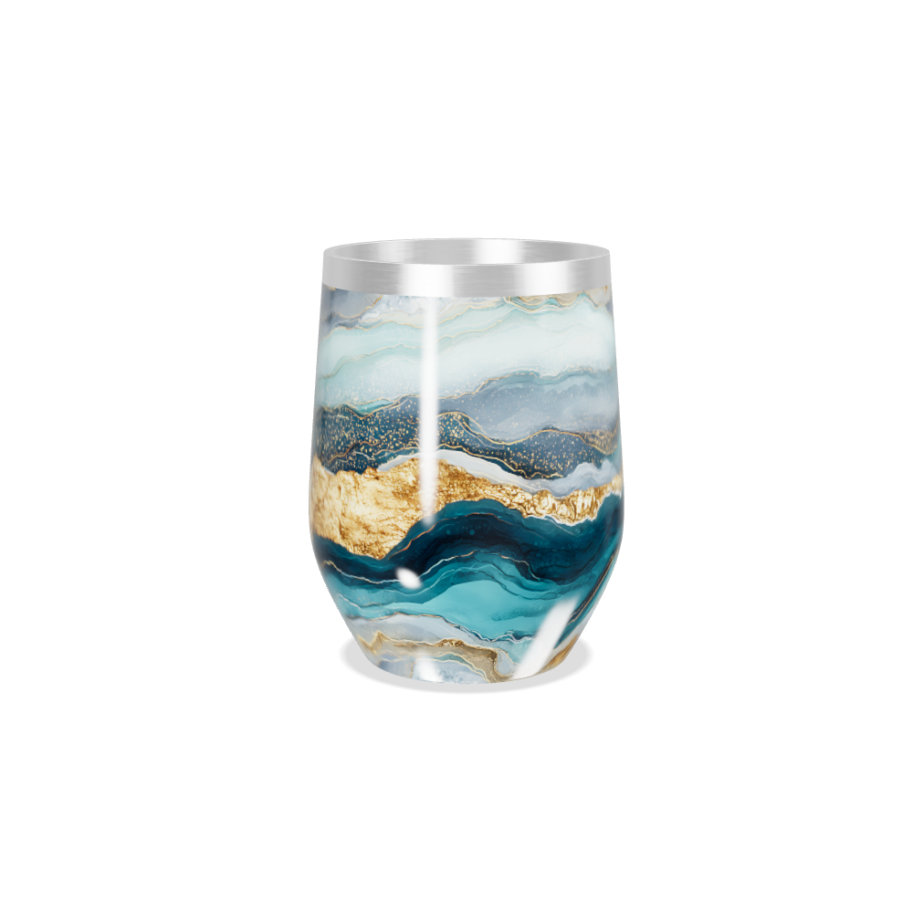 Copo Térmico Slim - Mármore Azul e Dourado