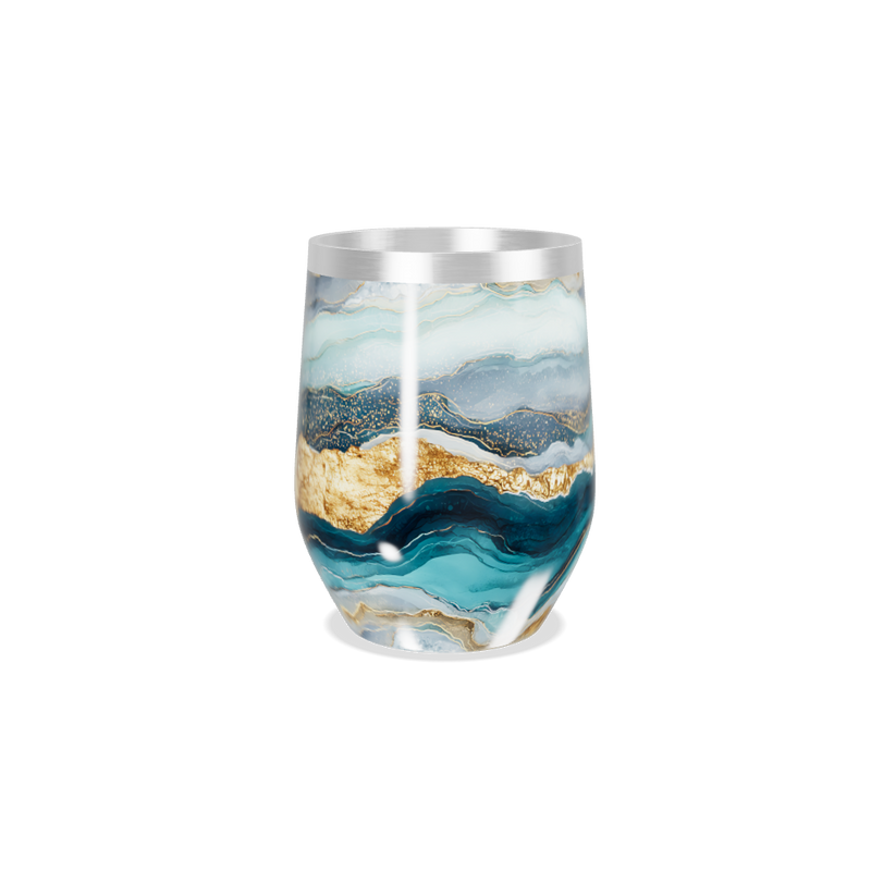 Copo Térmico Slim - Mármore Azul e Dourado