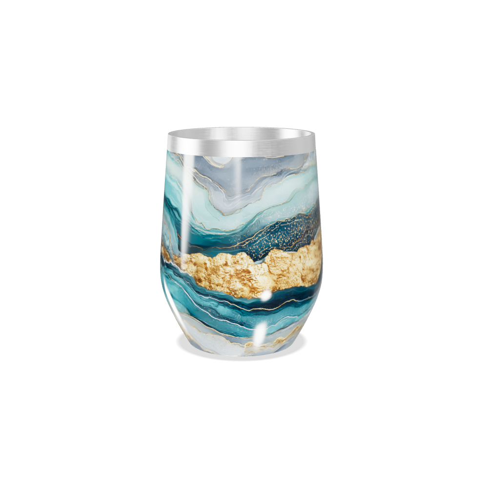 Copo Térmico Slim - Mármore Azul e Dourado