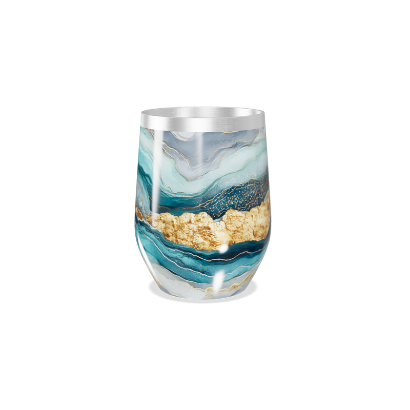 Copo Térmico Slim - Mármore Azul e Dourado