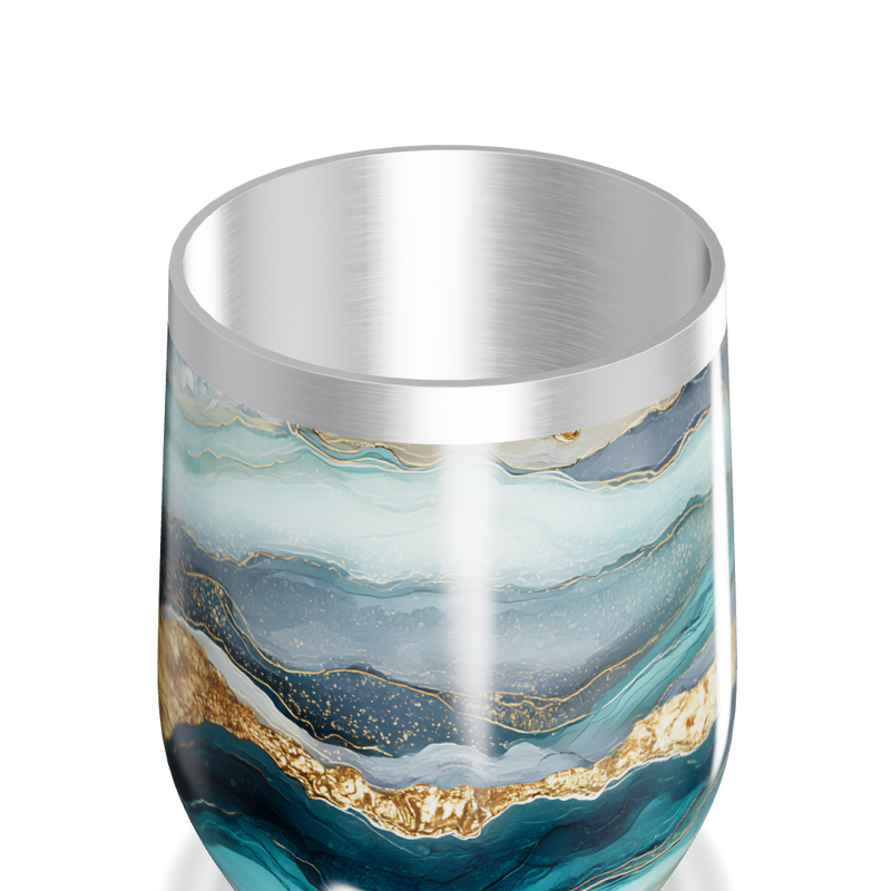 Copo Térmico Slim - Mármore Azul e Dourado