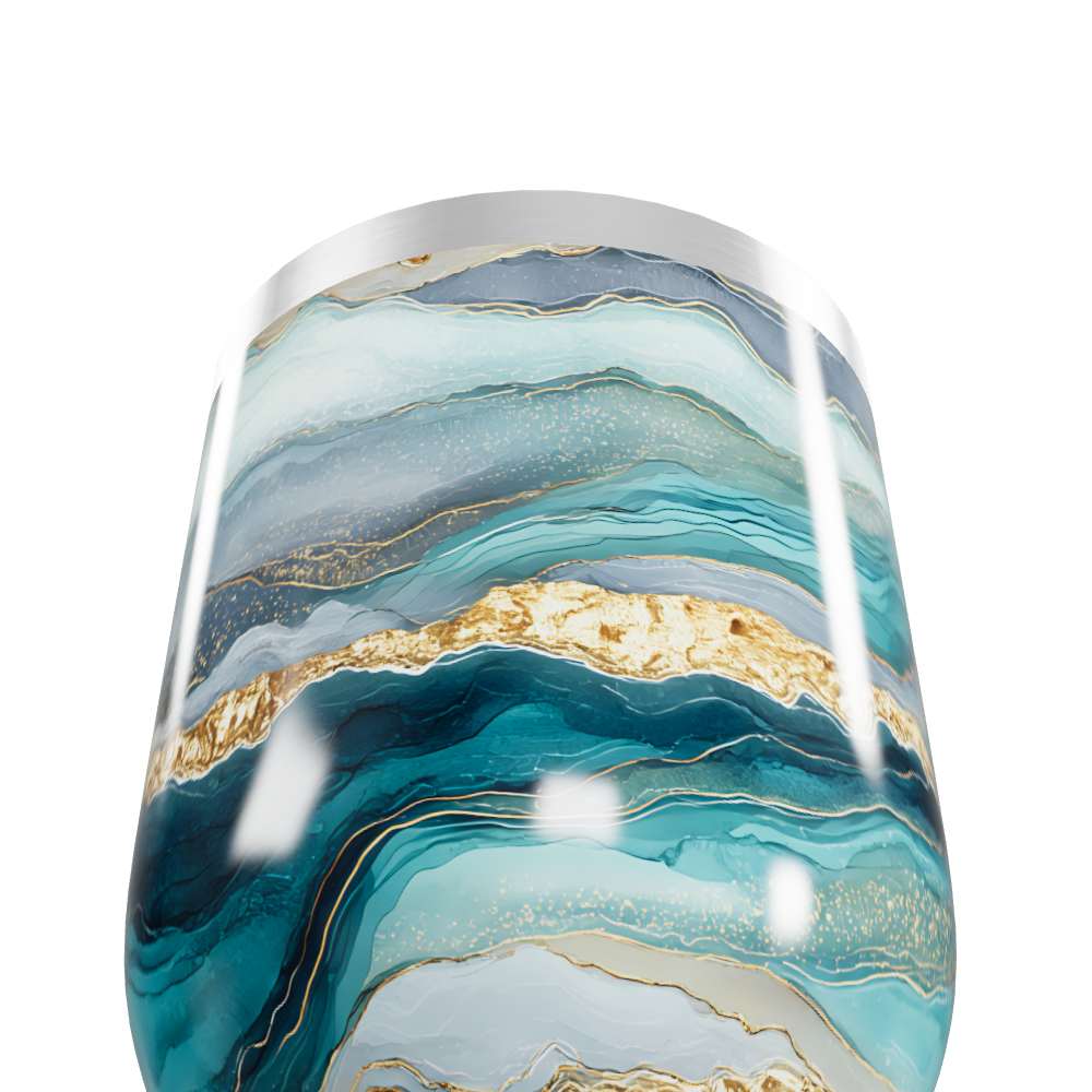 Copo Térmico Slim - Mármore Azul e Dourado