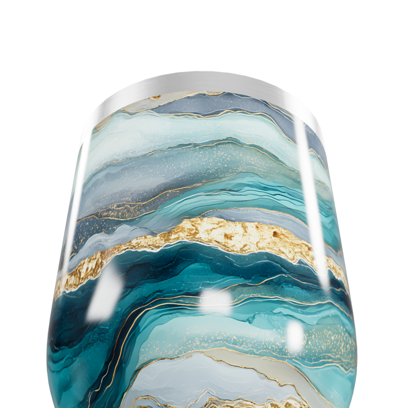 Copo Térmico Slim - Mármore Azul e Dourado