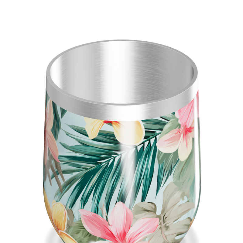 Copo Térmico Slim - Floral Tropical Aço Inox