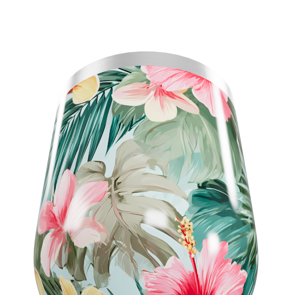 Copo Térmico Slim - Floral Tropical Aço Inox