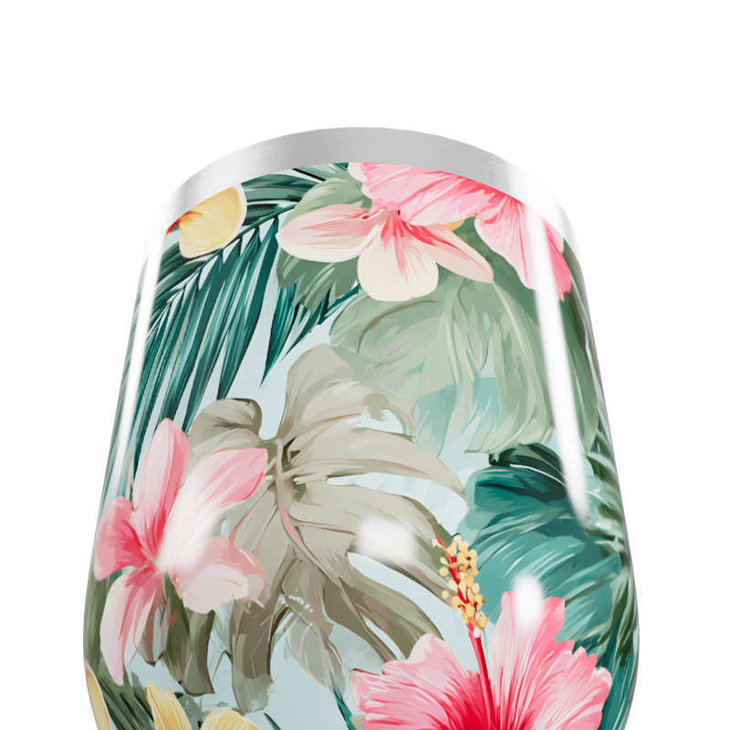 Copo Térmico Slim - Floral Tropical Aço Inox