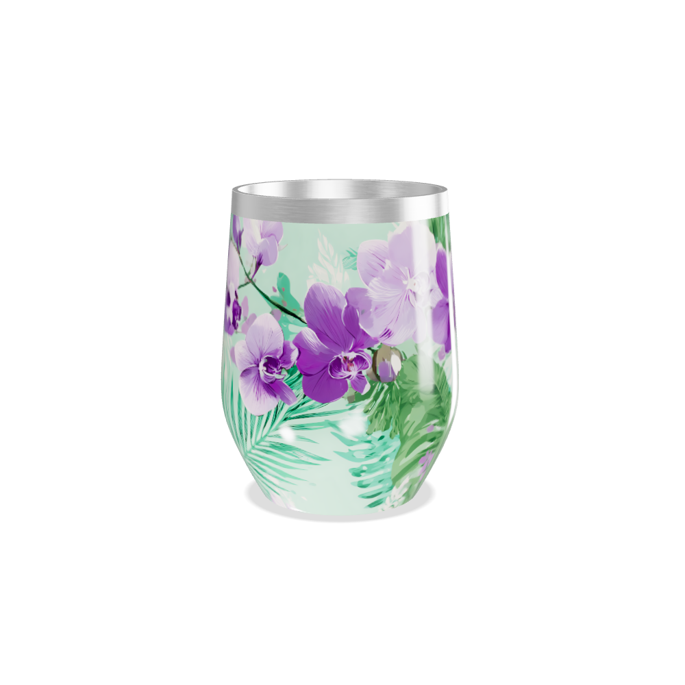 Copo Térmico Slim - Floral Roxo e Verde