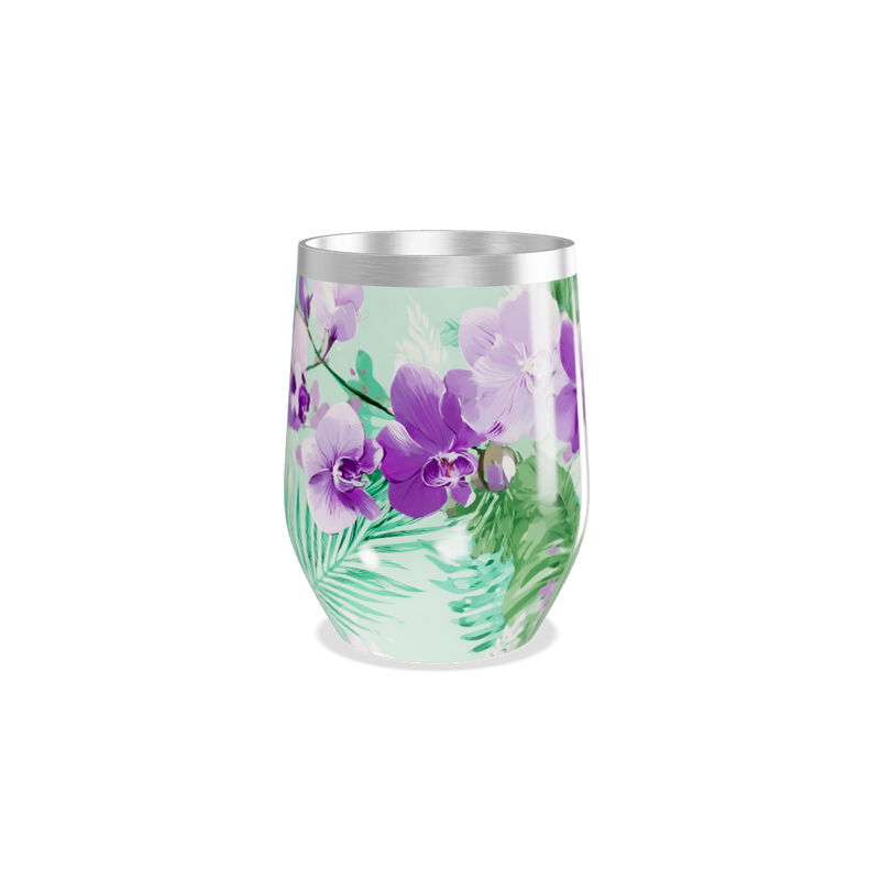 Copo Térmico Slim - Floral Roxo e Verde