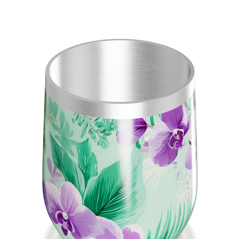 Copo Térmico Slim - Floral Roxo e Verde