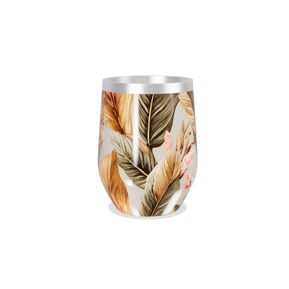 Copo Térmico Slim - Floral Bege Aço Inox