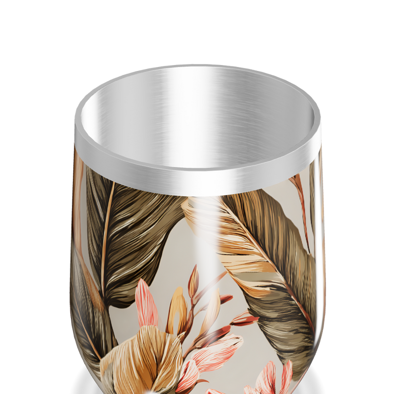 Copo Térmico Slim - Floral Bege Aço Inox