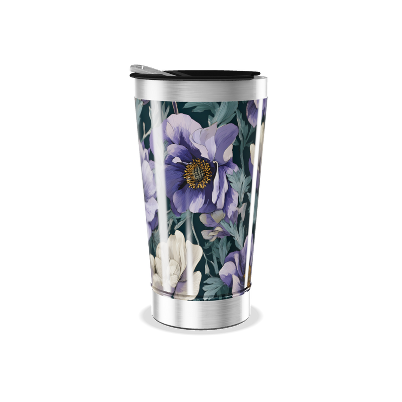 Copo Térmico - Floral Roxo Inox