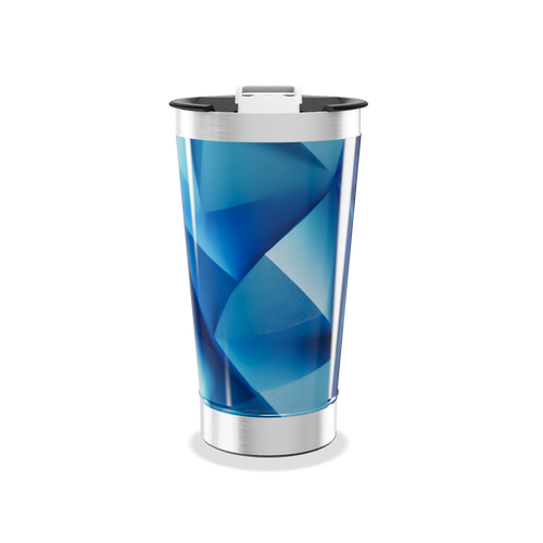 Copo Térmico - Azul Geométrico Aço Inox