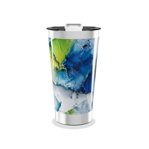 Copo Térmico - Azul e Verde Abstrato