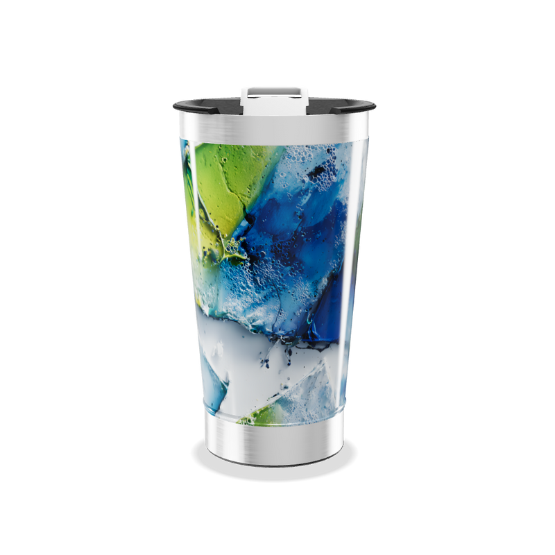 Copo Térmico - Azul e Verde Abstrato