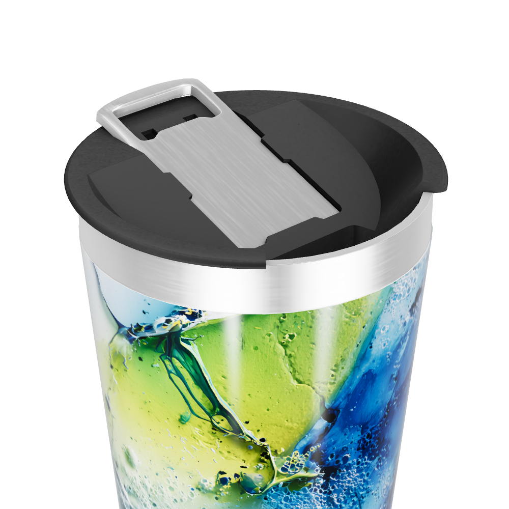 Copo Térmico - Azul e Verde Abstrato