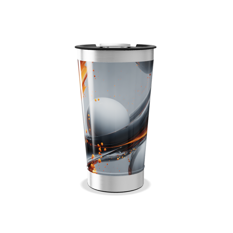 Copo Térmico - Design Preto e Laranja