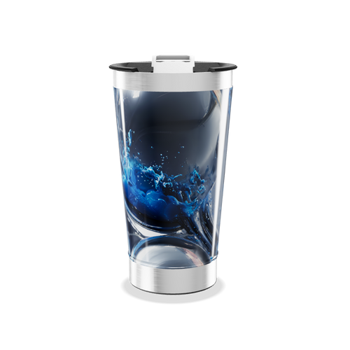 Copo Térmico - Transparente com Água Azul