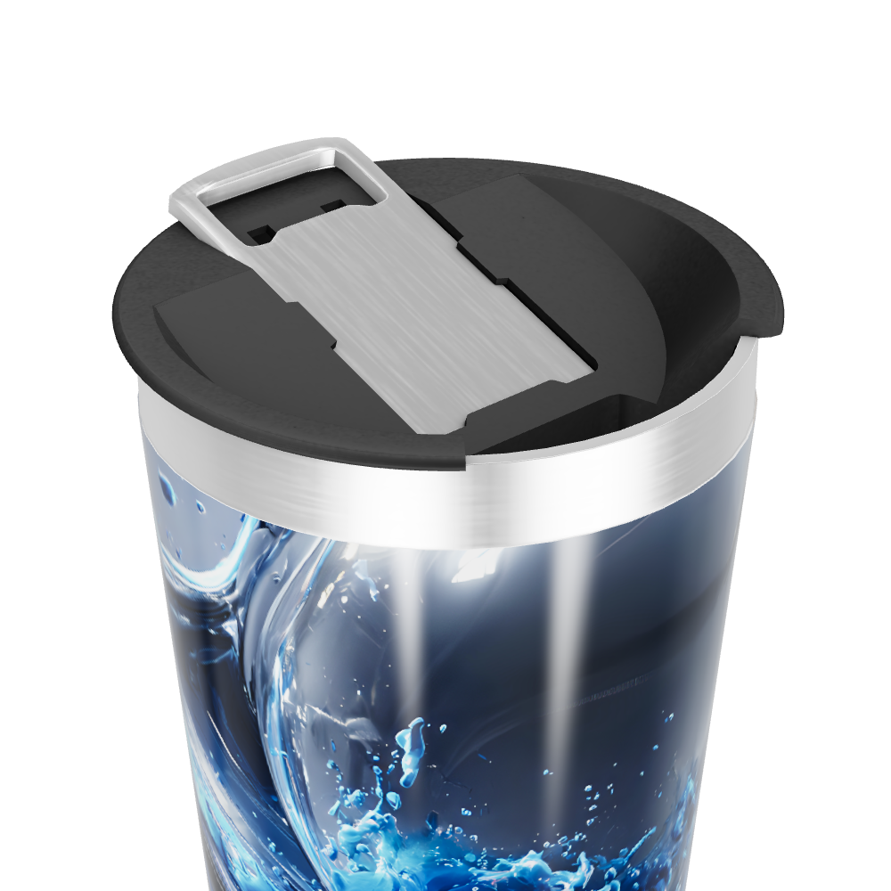 Copo Térmico - Transparente com Água Azul