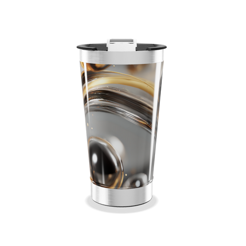 Copo Térmico - Design abstrato aço inox