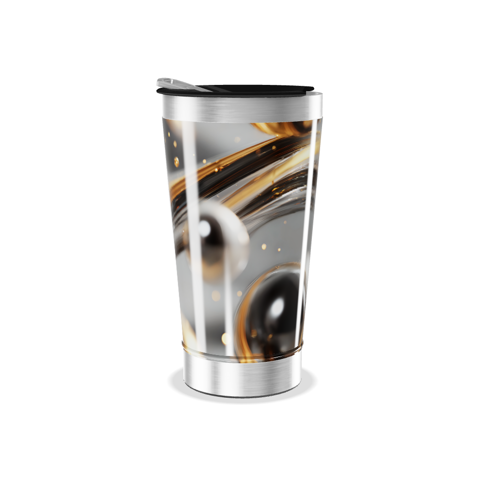 Copo Térmico - Design abstrato aço inox
