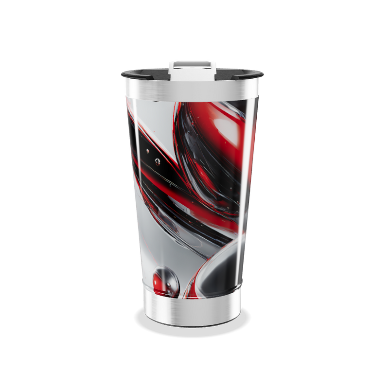 Copo Térmico - Abstrato Vermelho e Preto
