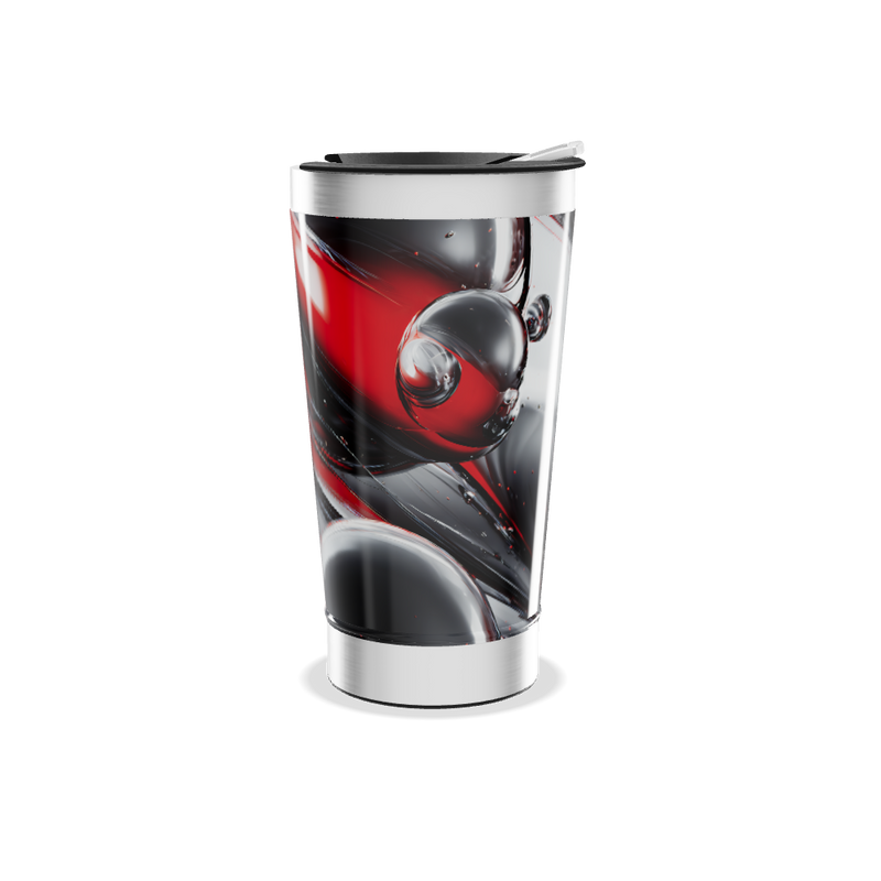 Copo Térmico - Abstrato Vermelho e Preto