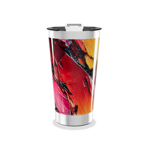 Copo Térmico - Estampa Abstrata Vermelha