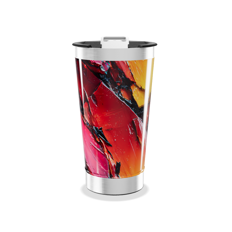 Copo Térmico - Estampa Abstrata Vermelha