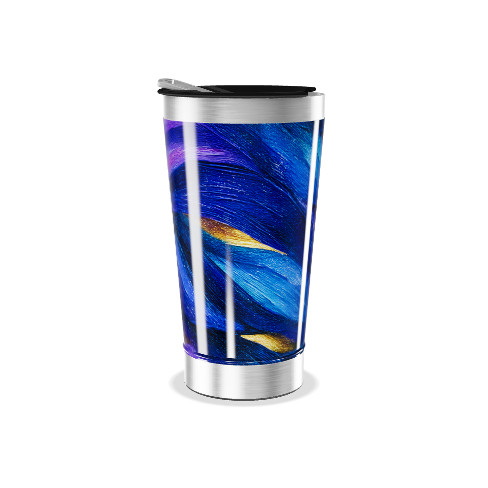 Copo Térmico - Azul com Estampa Abstrata