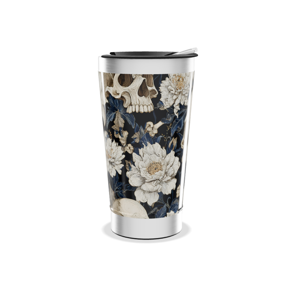 Copo Térmico - Floral Preto e Azul