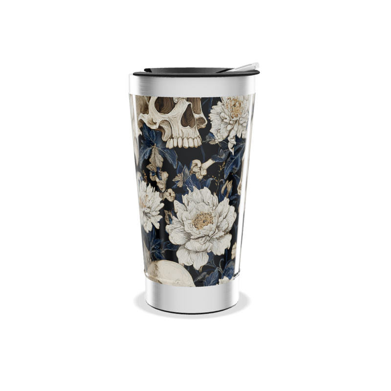 Copo Térmico - Floral Preto e Azul