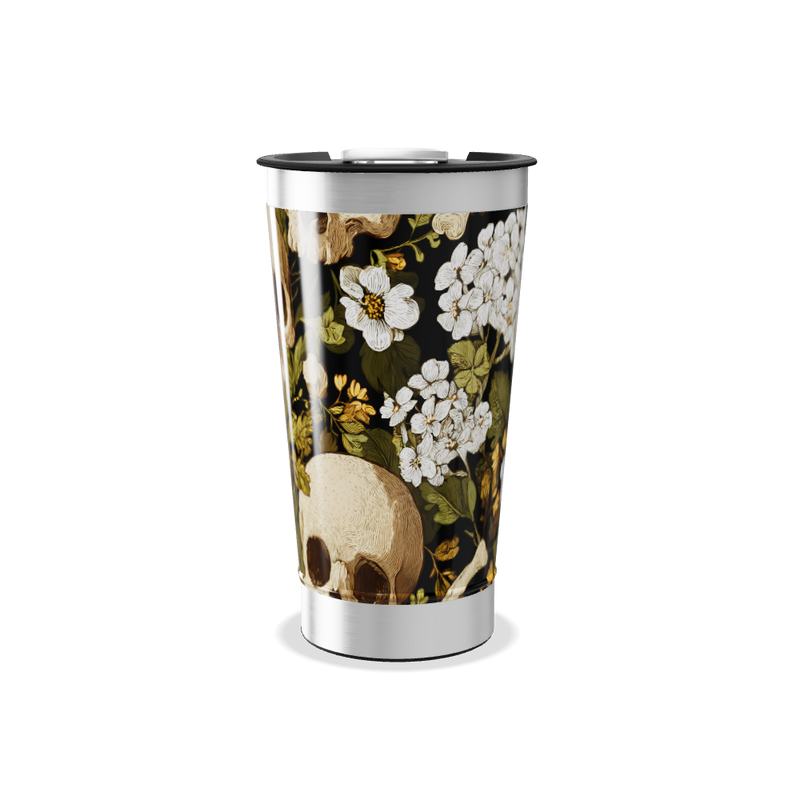 Copo Térmico - Floral Preto e Dourado