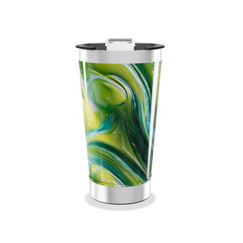 Copo Térmico - Verde com Design Abstrato