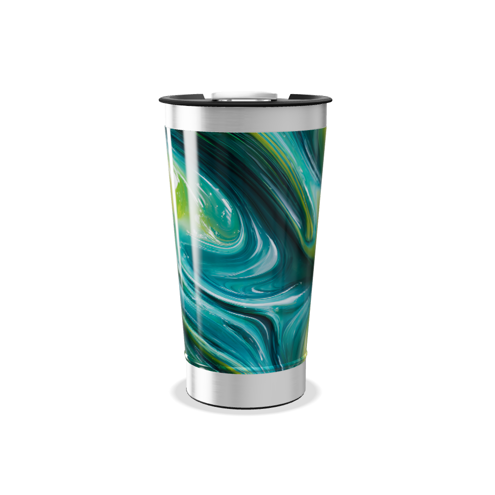 Copo Térmico - Verde com Design Abstrato