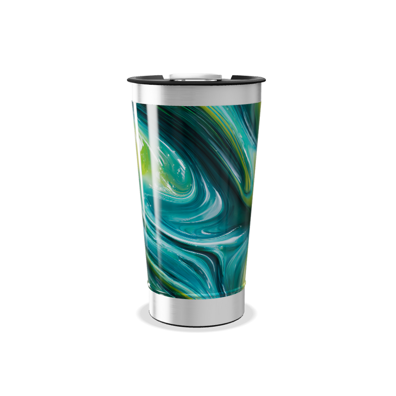 Copo Térmico - Verde com Design Abstrato