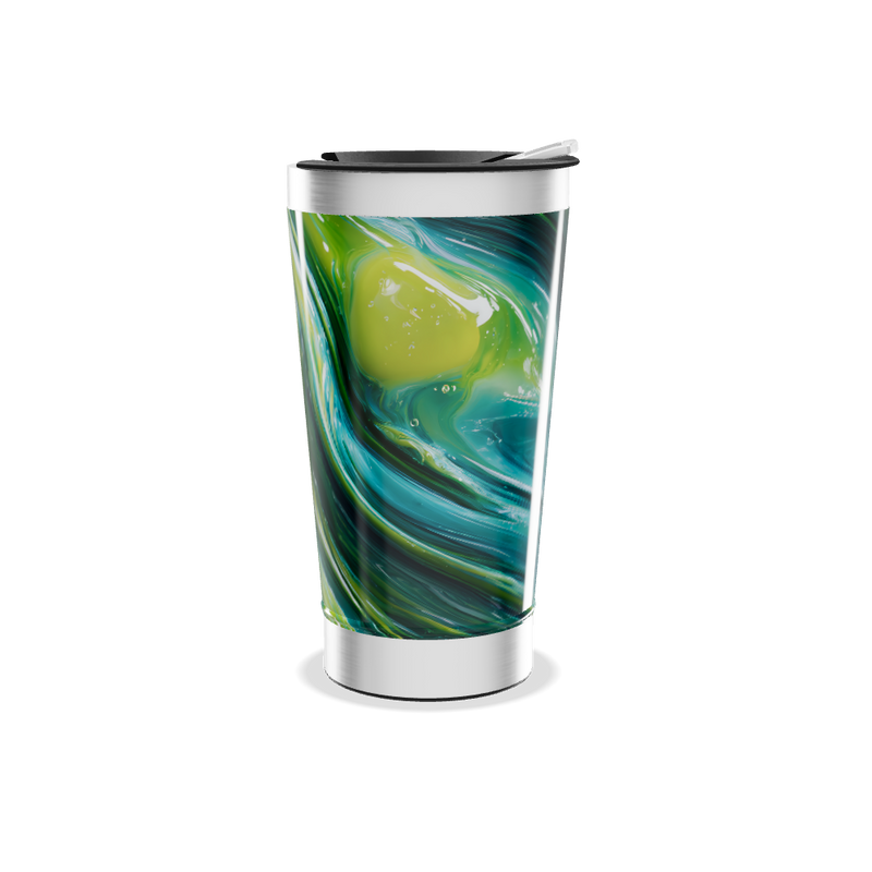 Copo Térmico - Verde com Design Abstrato