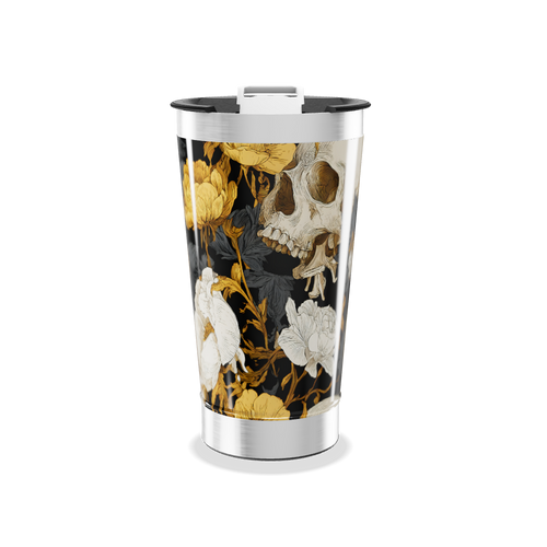 Copo Térmico - Floral Caveira Preto