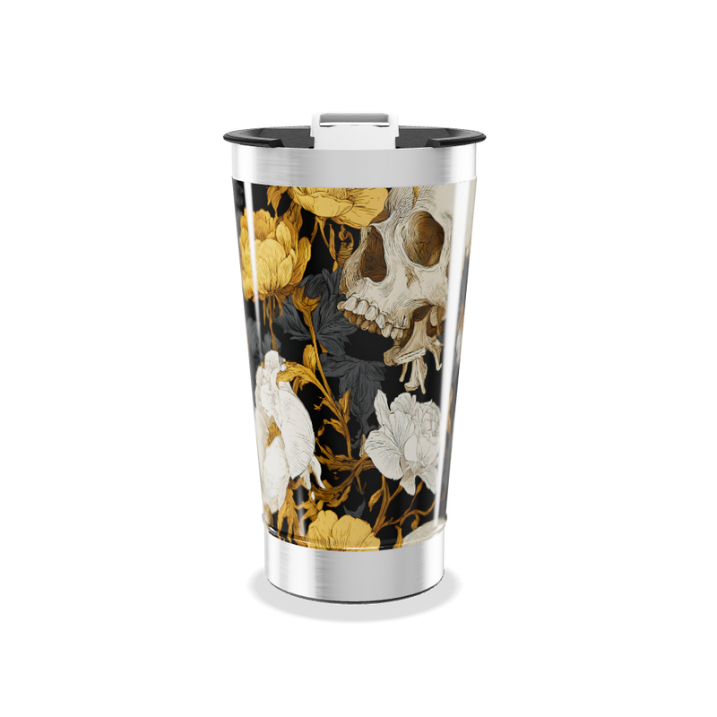 Copo Térmico - Floral Caveira Preto