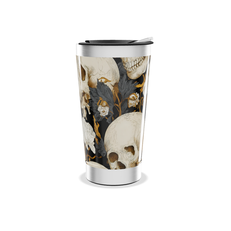 Copo Térmico - Floral Caveira Preto