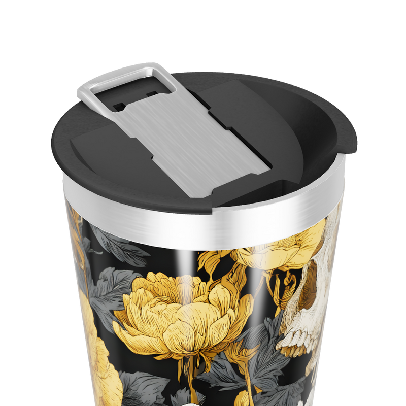 Copo Térmico - Floral Caveira Preto