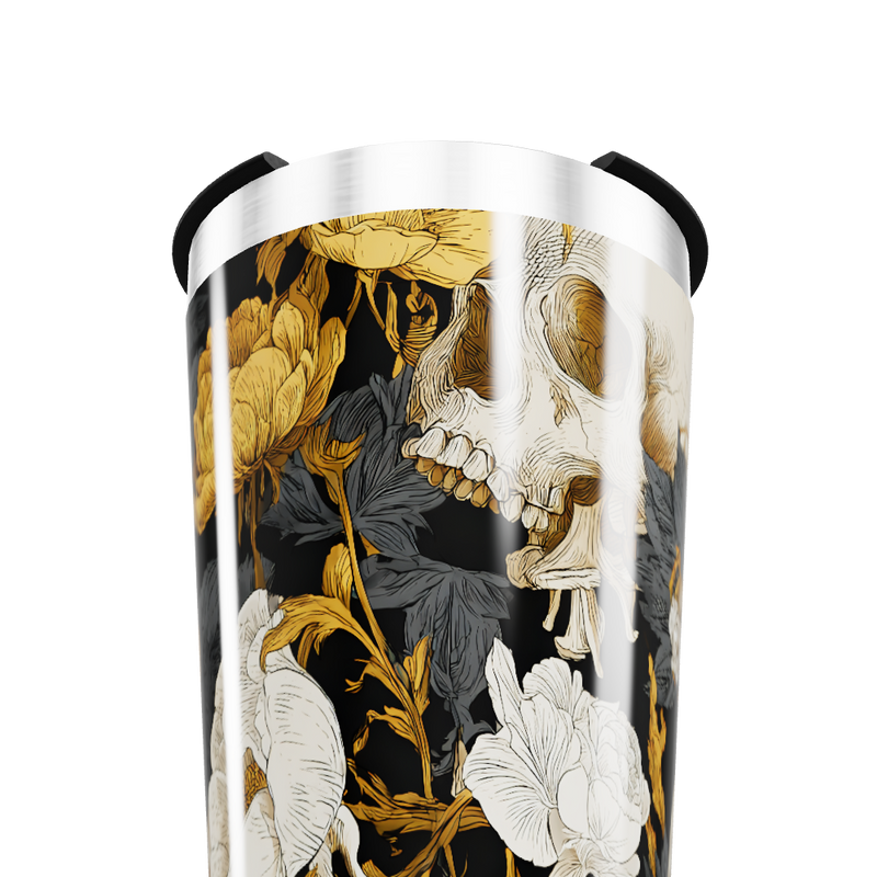Copo Térmico - Floral Caveira Preto